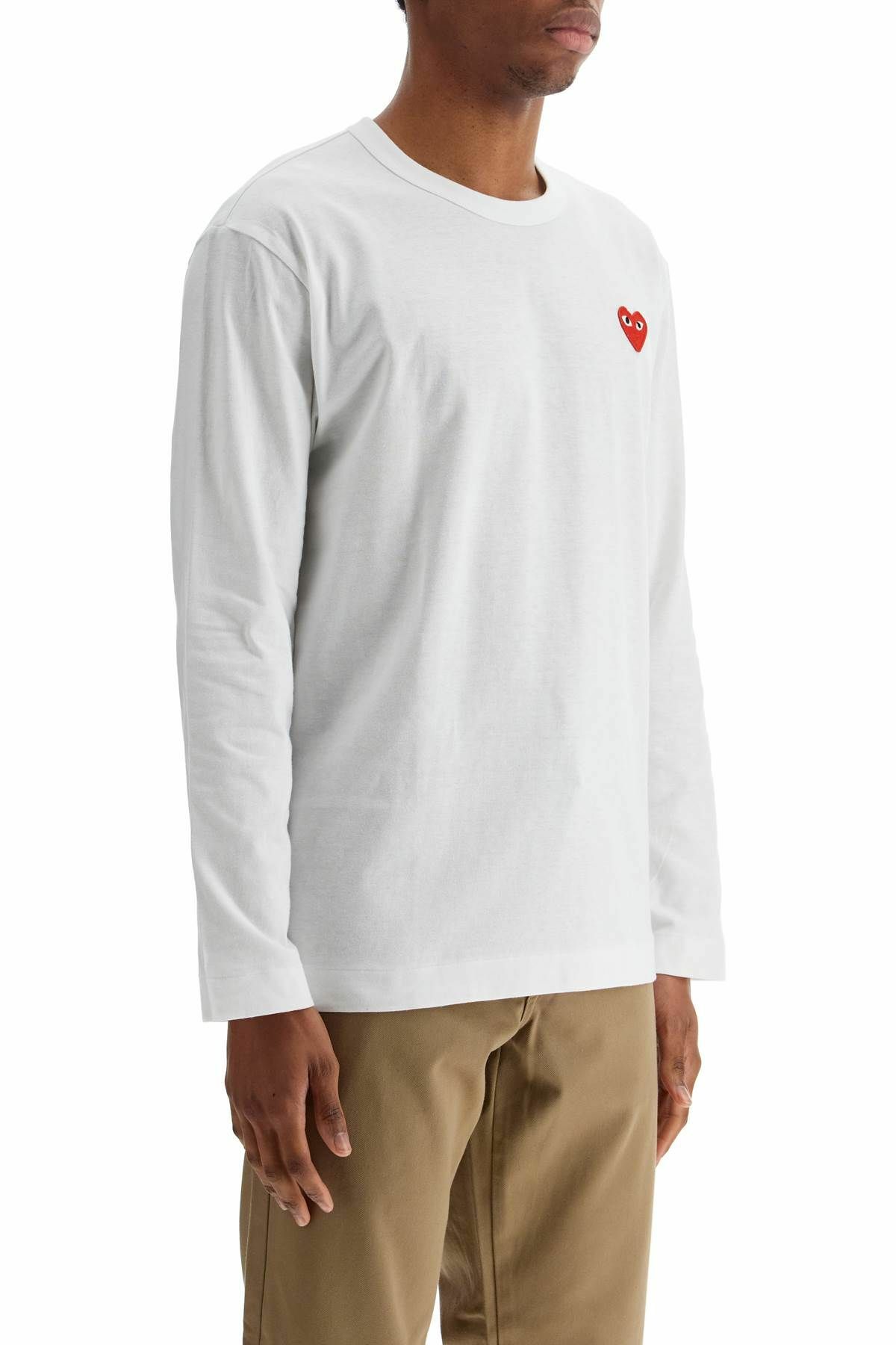 COMME DES GARCONS PLAY t-shirt unisex in cotone bianco con logo cuore rosso White