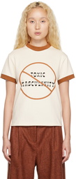 Tanner Fletcher Off-White & Orange 'Toxic Masculinity' Ringer T-Shirt