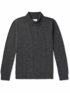 Maison Margiela - Suede-Trimmed Wool Polo Sweatshirt - Gray