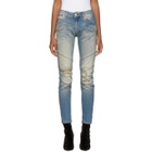 Pierre Balmain Blue Distressed Biker Jeans