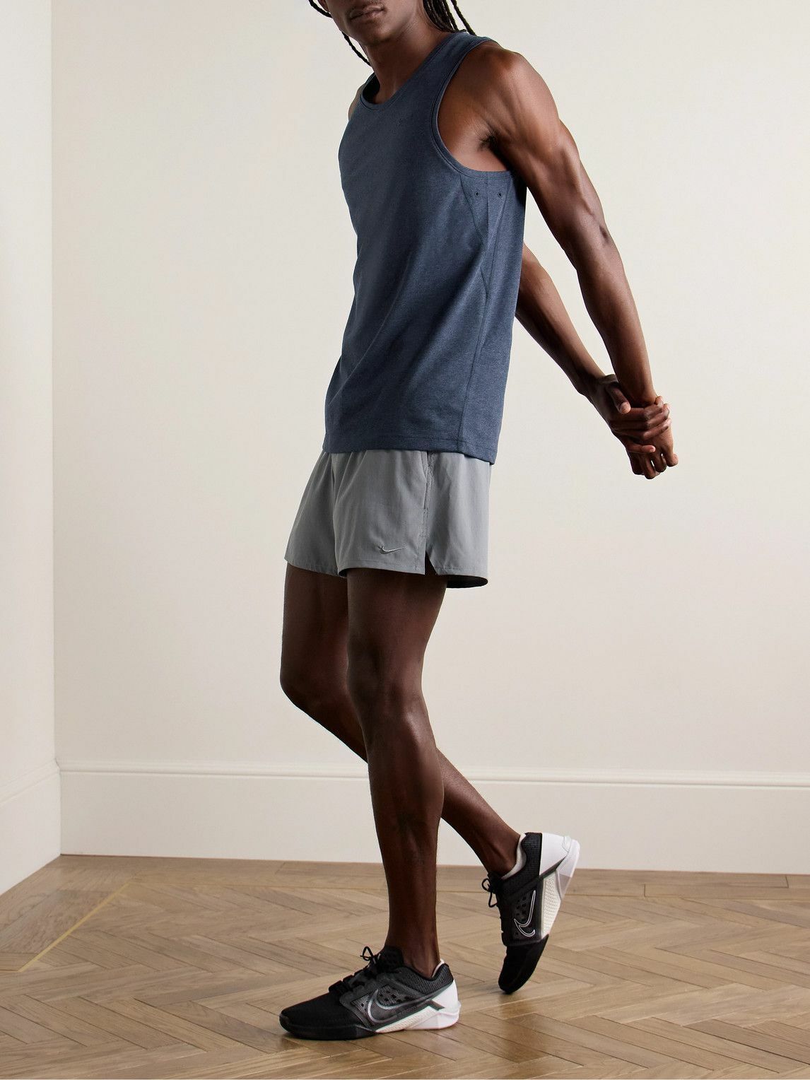 Nike Training - Primary Logo-Embroidered Cotton-Blend Dri-FIT Tank Top - Blue