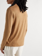 Hartford - Slub Linen Henley T-Shirt - Brown