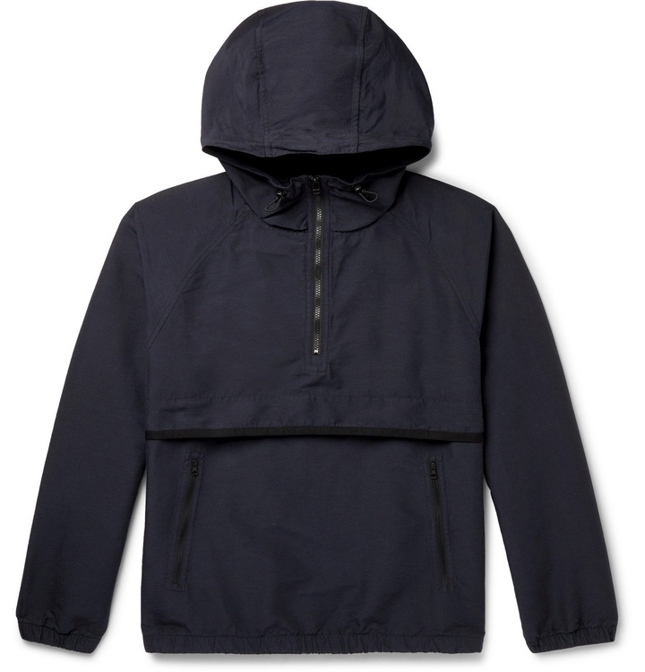 Photo: nanamica - Slub Shell Hooded Half-Zip Anorak - Blue