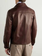 Dunhill - Suede-Trimmed Leather Jacket - Brown