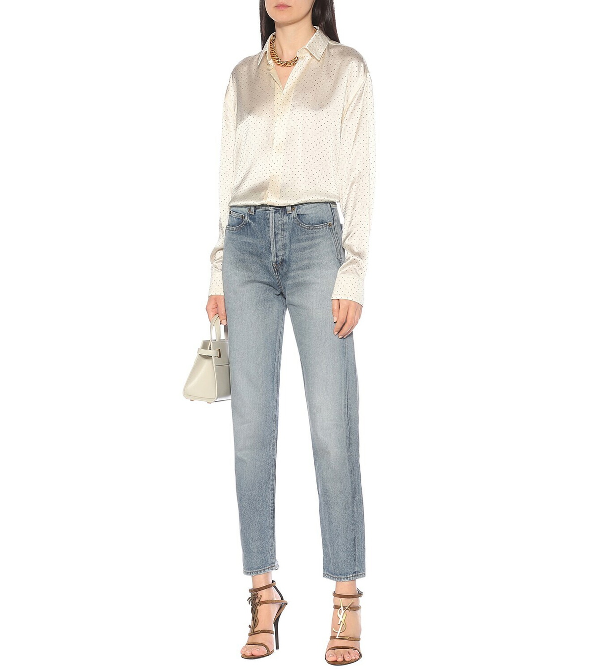 Saint Laurent Men Black Oversize Satin Shirt In Silk Woman