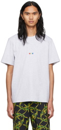 MSGM Grey Cotton Logo T-Shirt