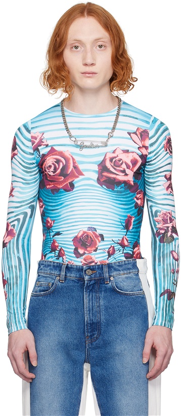 Photo: Jean Paul Gaultier Blue & Red Floral Long Sleeve T-Shirt