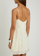 Staud Emily Embellished Mesh Mini Dress Ivory