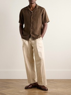 NN07 - Julio 5706 Camp-Collar Linen Shirt - Brown