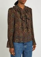 Paige Claud Patterned Silk Blouse Dark Brown
