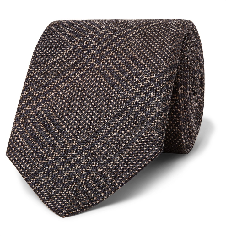Photo: Brioni - 8cm Prince of Wales Checked Silk and Virgin Wool-Blend Tie - Brown