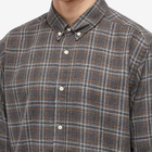 Oliver Spencer Men's Check Brook Button Down Shirt in Charcoal Check