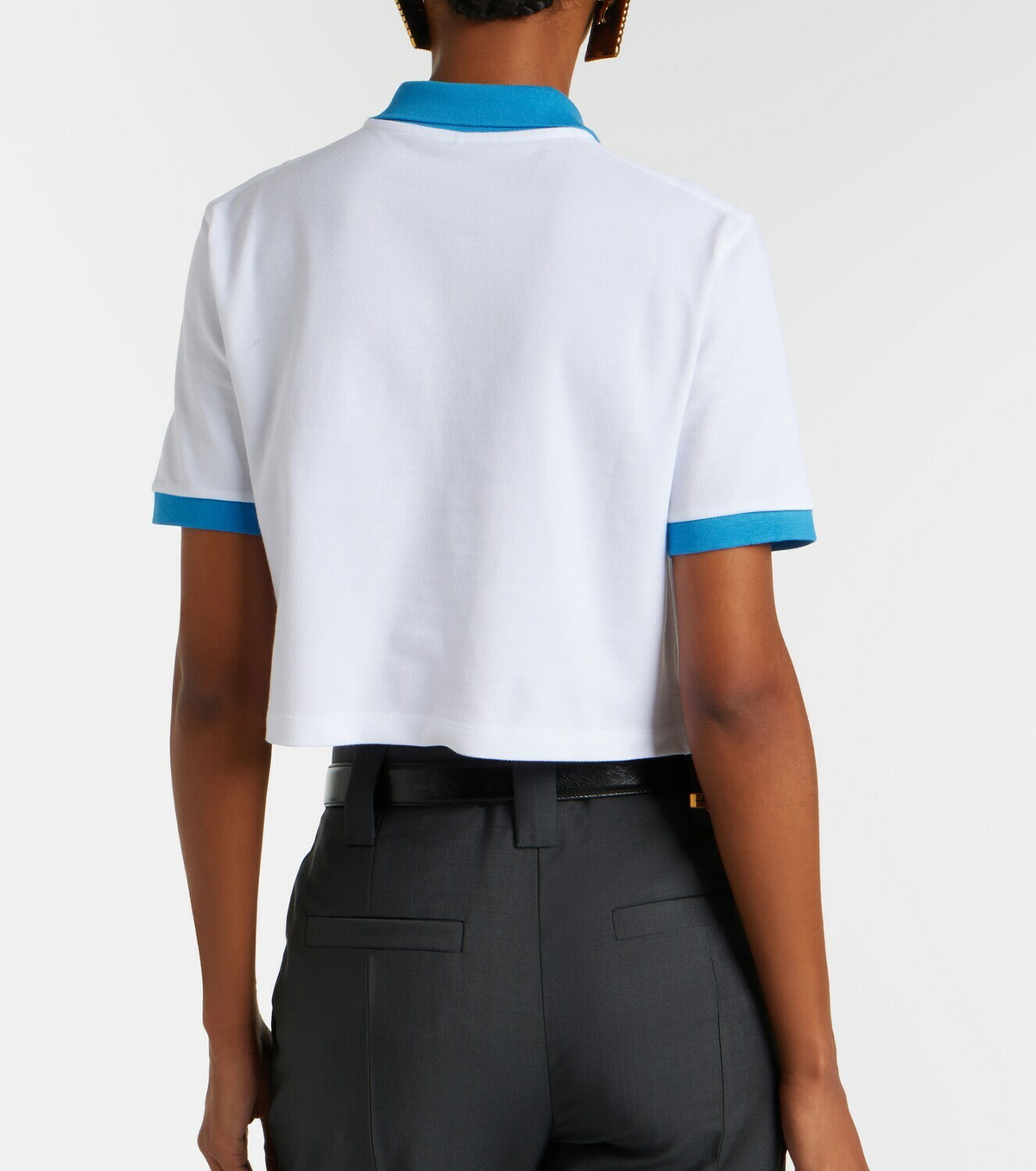 Versace Embroidered cotton piqué polo shirt
