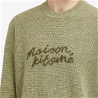 Maison Kitsuné Men's Handwriting Comfort Sweat in Khaki Green Melange