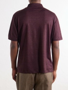 Eleventy - Linen-Jersey Polo Shirt - Burgundy