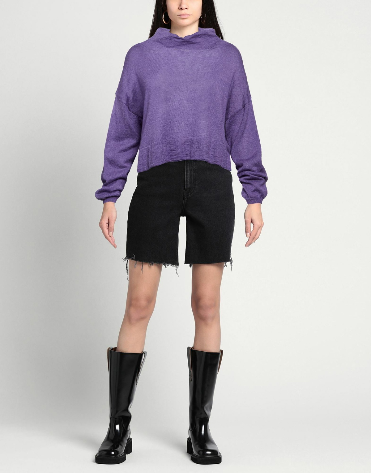 Manila Grace Womens Turtleneck in Purple