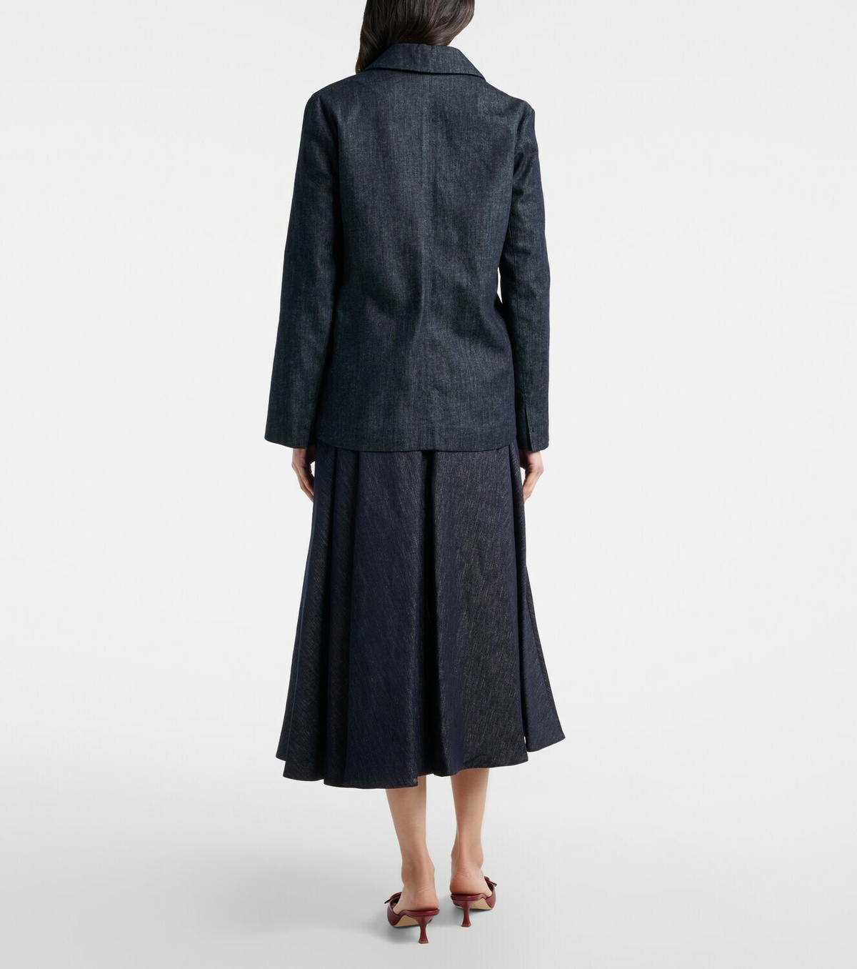 'S Max Mara Pleated denim midi skirt