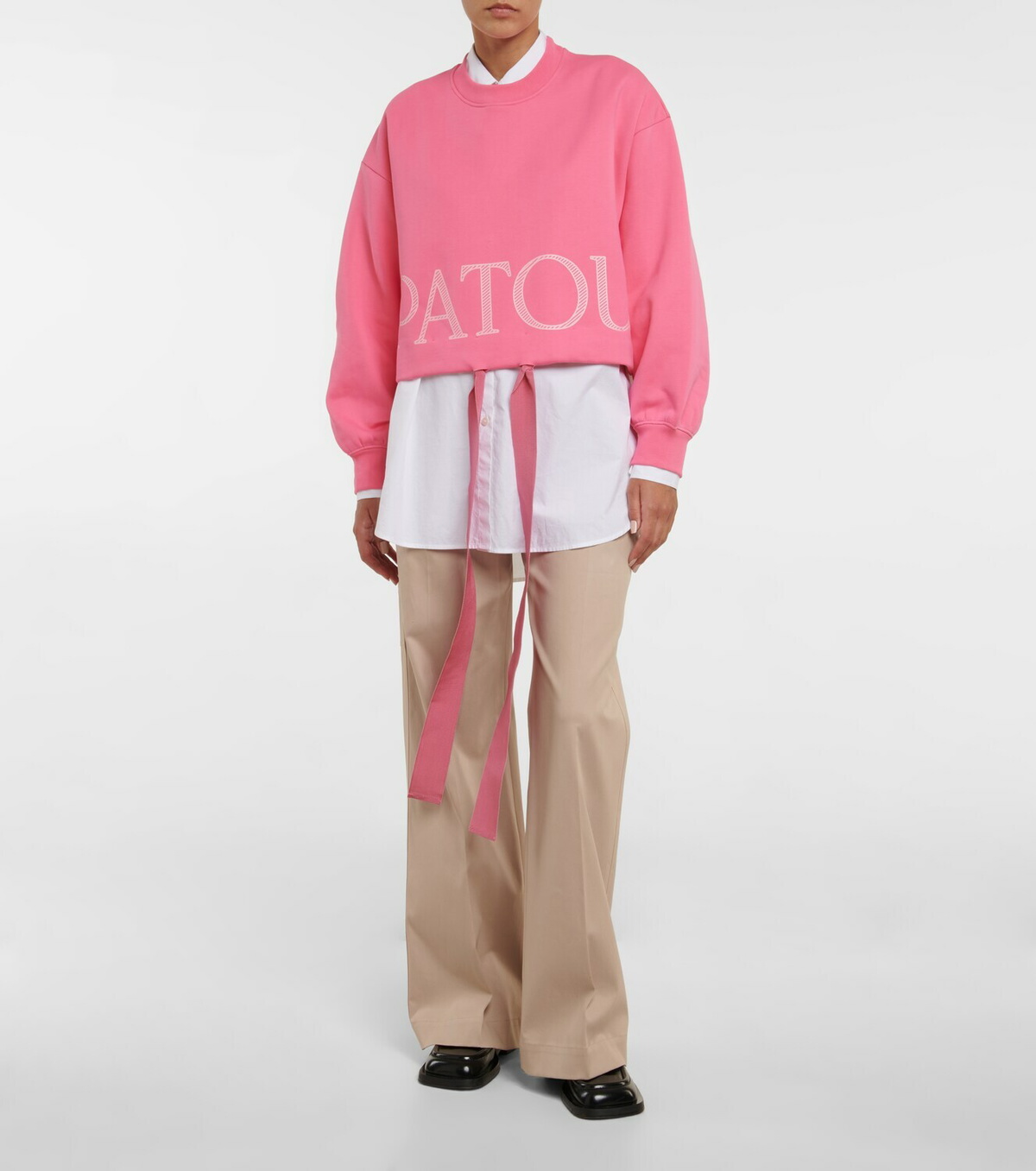 Patou Cropped cotton jersey sweater