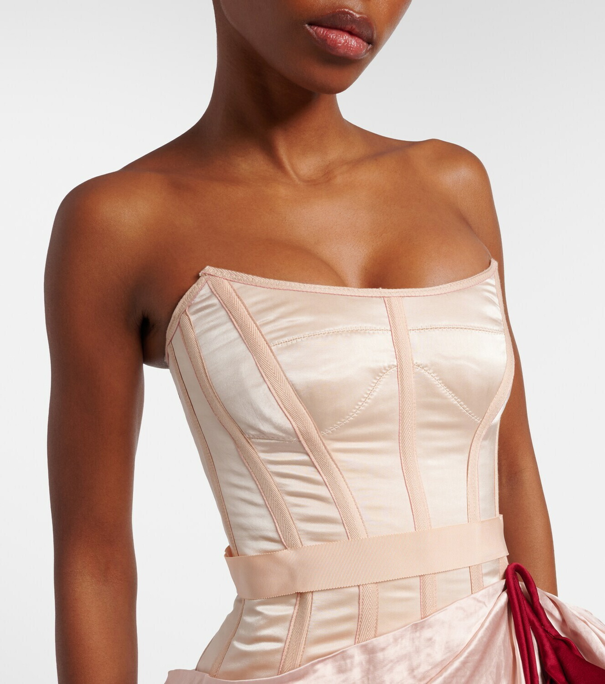 Erdem Floral-appliqué draped satin gown