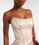 Erdem Floral-appliqué draped satin gown