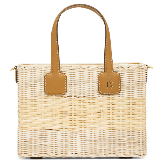 Mark Cross Beige and Brown Rattan Manray Tote