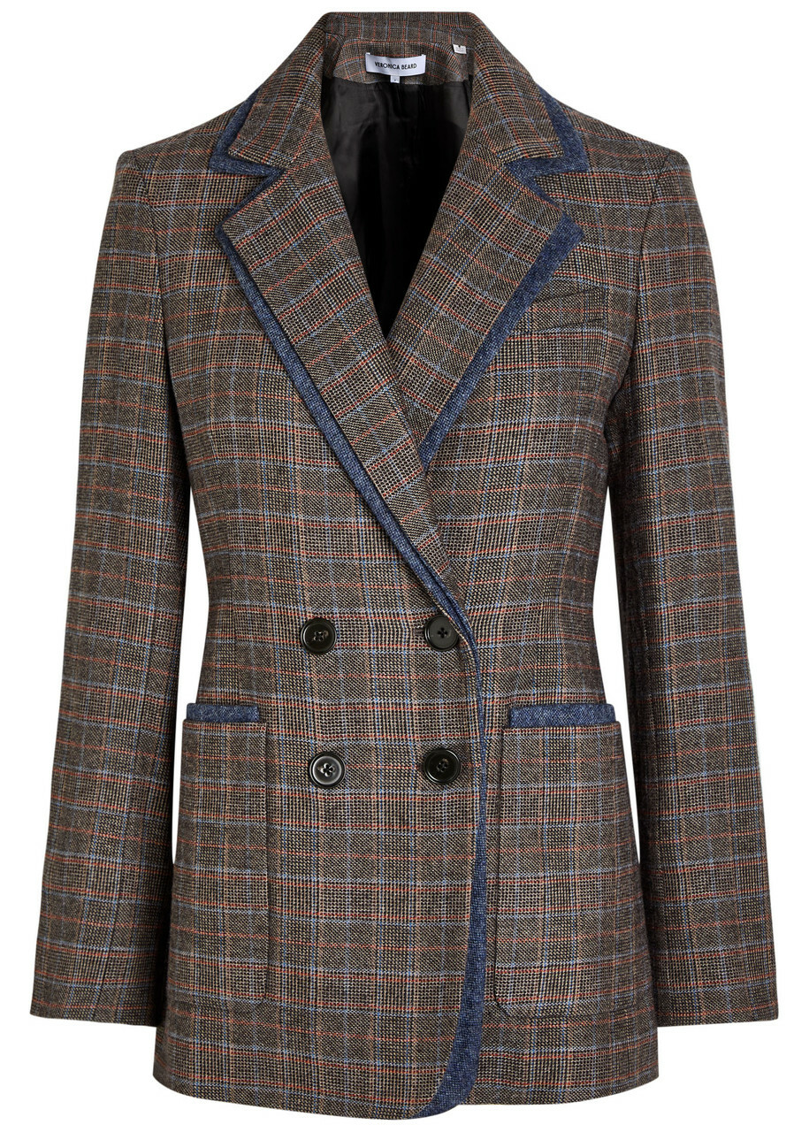 Veronica Beard Hedi Dickey Layered Tweed Blazer Charcoal
