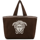 Versace Brown Cotton-Terry Jacquard Tote