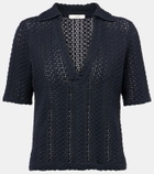 Vince Open-knit cotton polo shirt