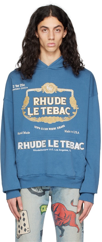 Photo: Rhude Blue 'Le Tebac' Hoodie