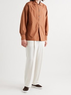 UMIT BENAN B - Julian Cotton and Silk-Blend Half-Placket Shirt - Brown - IT 48