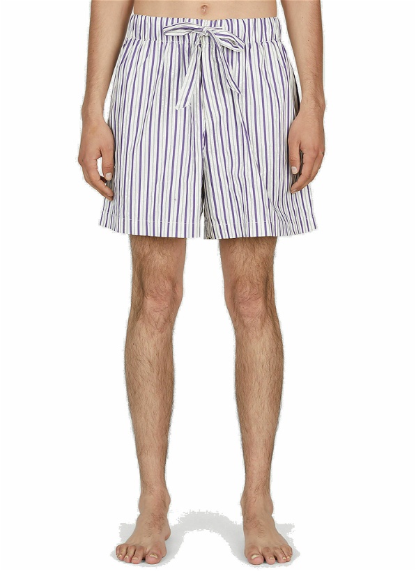 Photo: Tekla - Lido Stripe Sleep Shorts in Purple