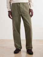 Drake's - Straight-Leg Drawstring Cotton-Twill Trousers - Green