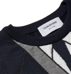 Thom Browne - Striped Intarsia Wool Sweater - Blue