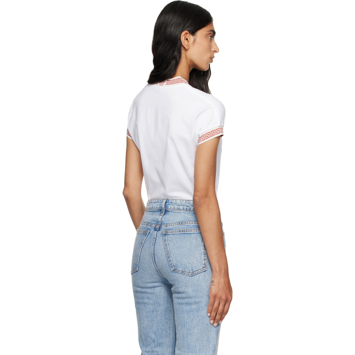 Versace White Jacquard Stretch Cotton-Jersey T-shirt