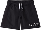 Givenchy Kids Black Drawstring Swim Shorts
