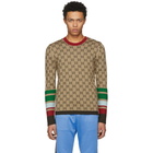 Gucci Tan GG Jacquard Crewneck Pullover