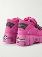 VETEMENTS - New Rock Embellished Suede Platform Sneakers - Pink
