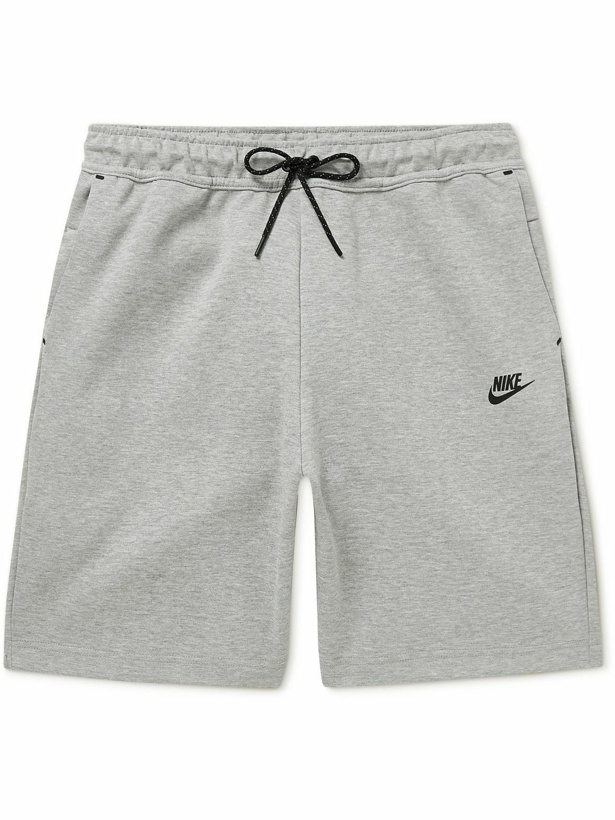 Photo: Nike - Straight-Leg Cotton-Blend Tech-Fleece Drawstring Shorts - Gray