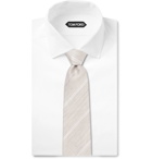 TOM FORD - 8.5cm Striped Silk and Linen-Blend Tie - Men - Gray