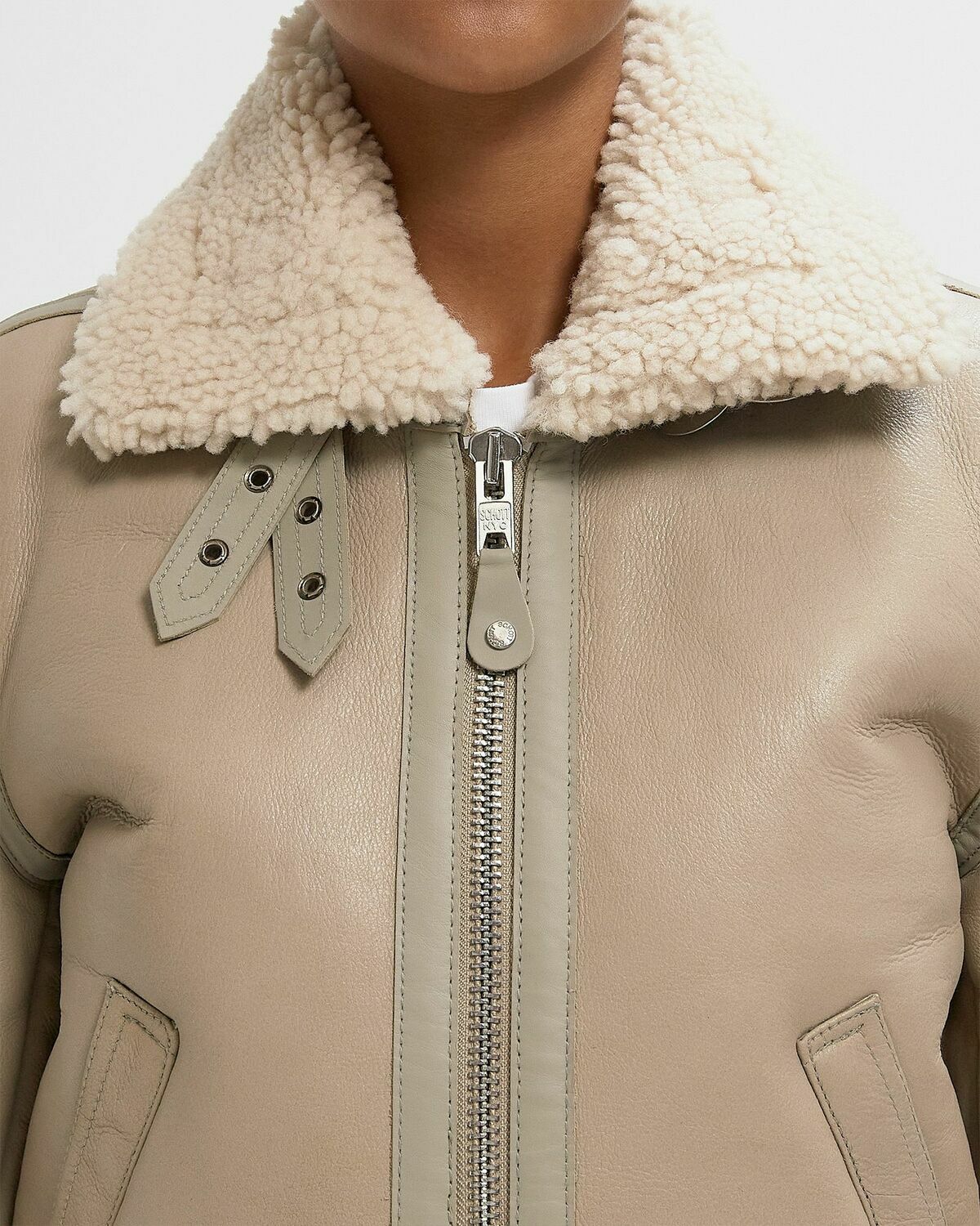 Schott NYC LCW1257 JACKET Beige Womens Bomber Jacket