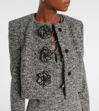 Oscar de la Renta Floral-appliqué cotton-blend tweed jacket