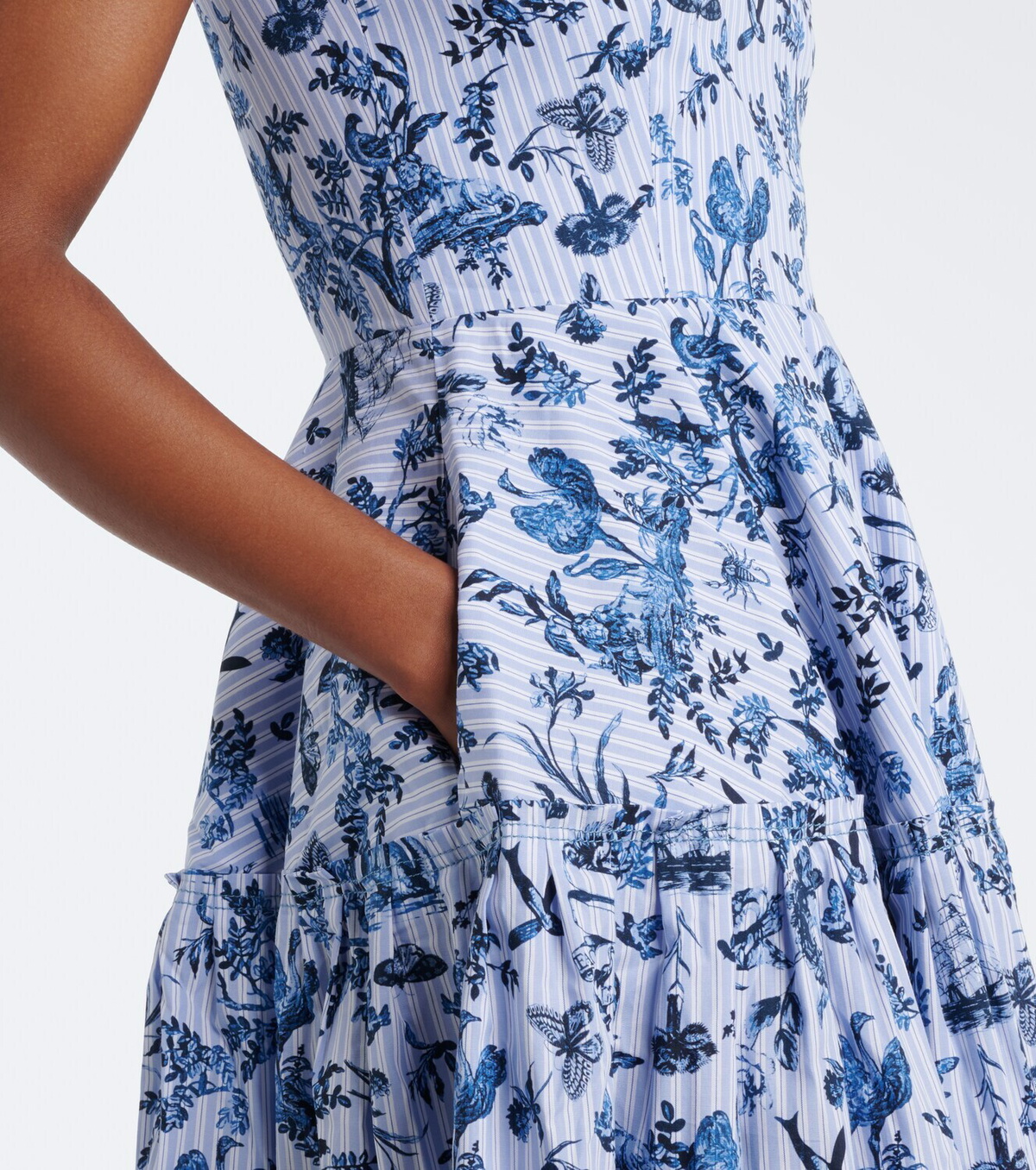 Erdem Striped printed cotton poplin midi dress