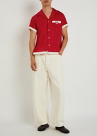 Bode Heart Deco Embroidered Cotton Shirt Red And White