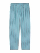 Kardo - Antonio Straight-Leg Striped Cotton-Canvas Trousers - Blue
