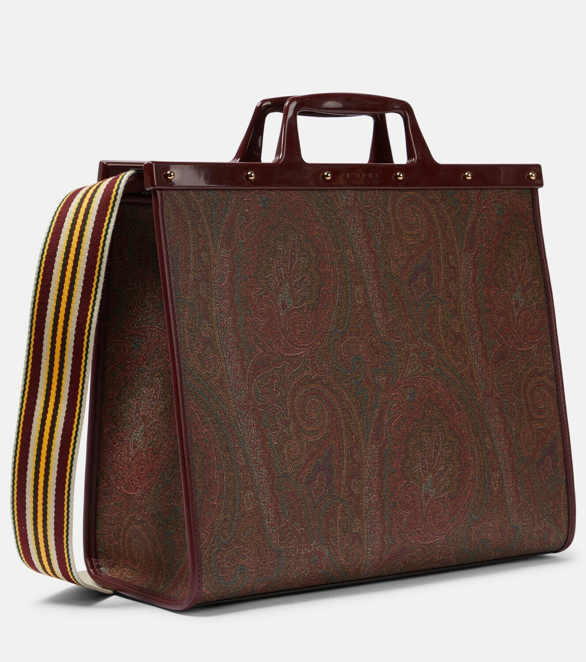 ETRO: Love Trotter bag in coated cotton - Burgundy