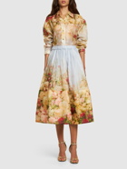 ZIMMERMANN - Luminosity Print Linen & Silk Midi Skirt