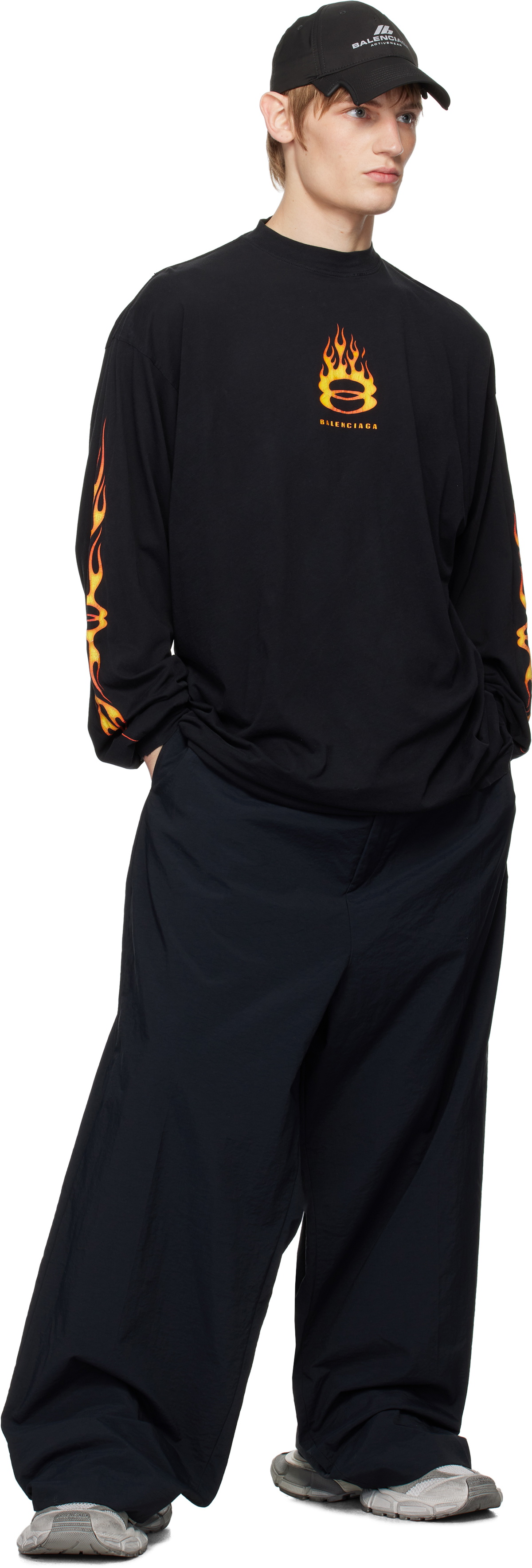 Balenciaga Black Burning Unity Thin Jersey Long Sleeve T