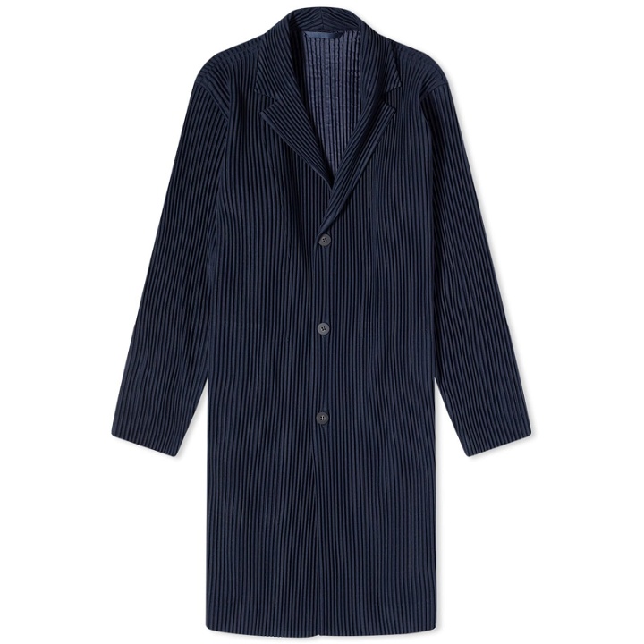 Photo: Homme Plissé Issey Miyake Men's Pleated Single Breasted Jacket in Navy