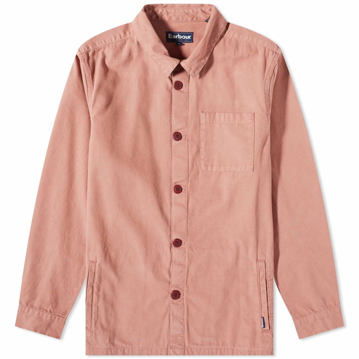 Photo: Barbour Men's Washed Overshirt in Pink Salight