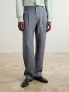 Oliver Spencer - Morton Straight-Leg Pleated Striped Linen Suit Trousers - Gray